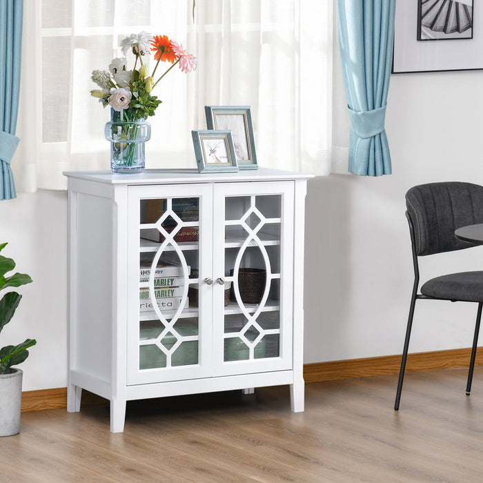 HOMCOM Sideboard Display Cabinet with 2 Glass Doors Adjustable Shelves