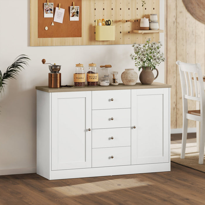 HOMCOM Sideboard Buffet Cabinet, Kitchen Cabinet with Storage, White
