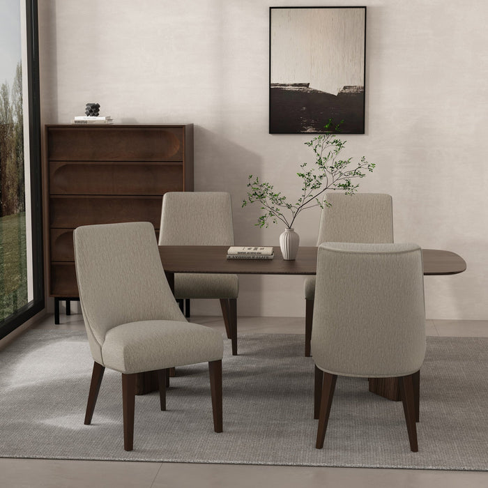 Beever Modern Chenille Wood Dining Chair in Taupe - Set of 4 
