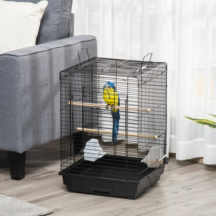 Pawhut 23\" Bird Cage Flight Parrot House Cockatiels Playpen With Open Play Top And Feeding Bowl Perc