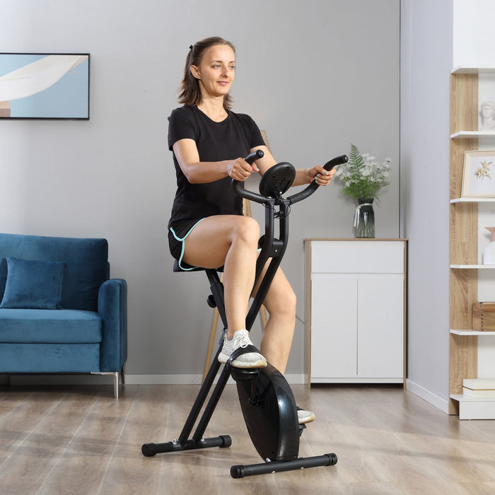 Soozier Folding X Bike Upright Exercise Bike W/ 8-level Resistance Stationary Fitness Bike Cardio Wo