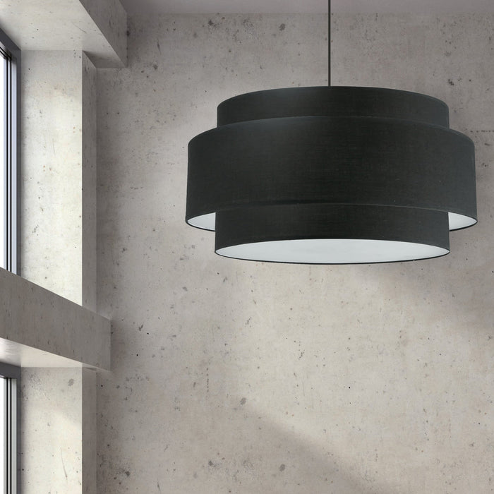 Dainolite Priya 4 Light Chandelier Large Matte Black Black/White Shade Lamp