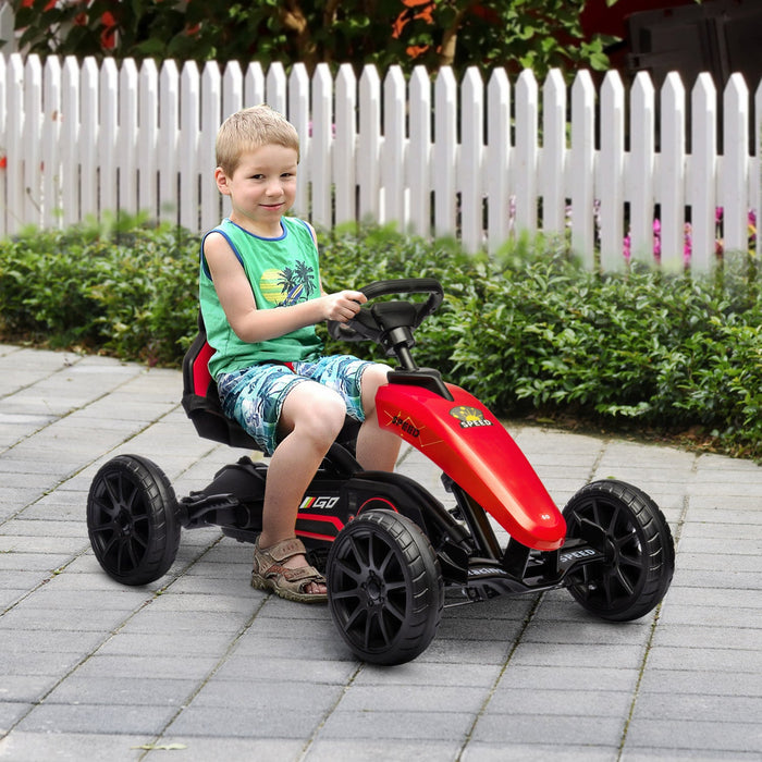 Aosom Pedal Go Kart For Kids, Pedal Powered Ride-On Car With Swing Axle, Adjustable Bucket, Handbrak