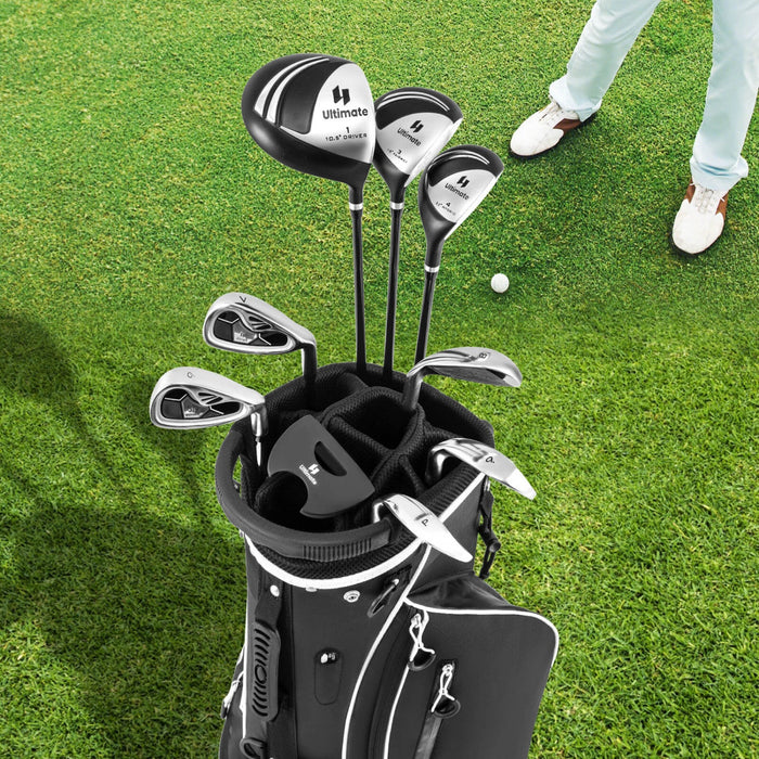 Costway Men's Complete Golf Clubs Package Set 10 Pieces Includes Alloy Driver Black