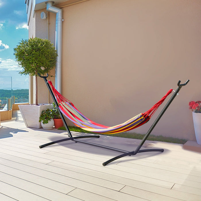 Outsunny Patio Hammock With Stand, Fabric Outdoor Hammock Bed With Stand, Free Standing Adjustable L