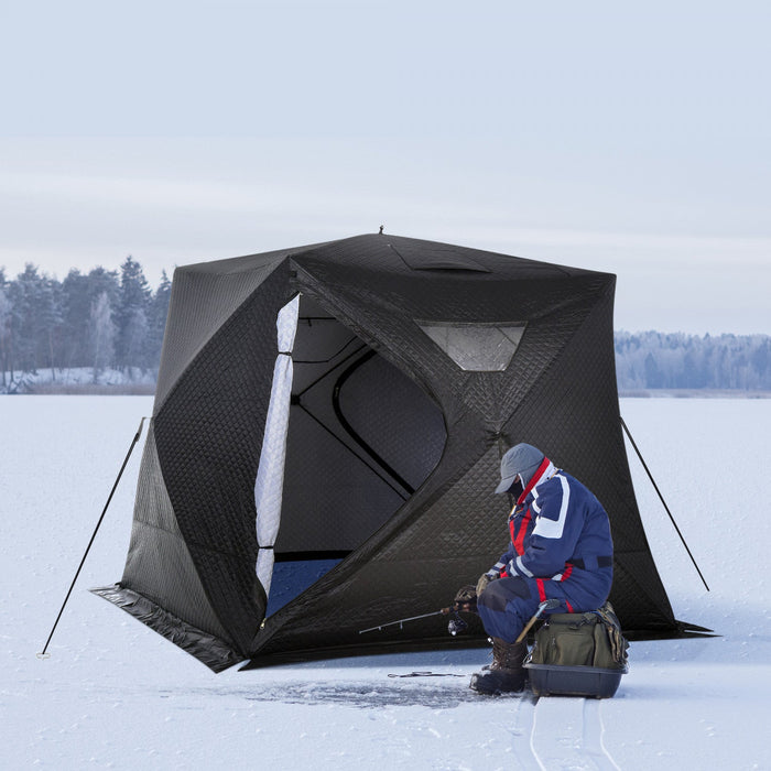 Outsunny 4-person Insulated Ice Fishing Tent, Portable Ice Fishing Shelter With Ventilation Windows,