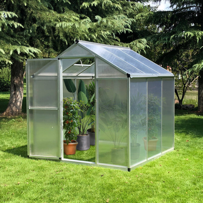Outsunny 6' X 6' X 6.4' Walk-in Garden Greenhouse Polycarbonate Panels Plants Flower Growth Shed Col