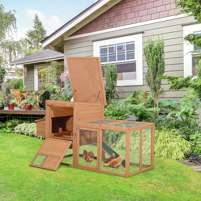 Pawhut 2-tier Chicken Coop Wooden Hen House Rabbit Hutch Poultry Cage Pen Outdoor Backyard With Run 