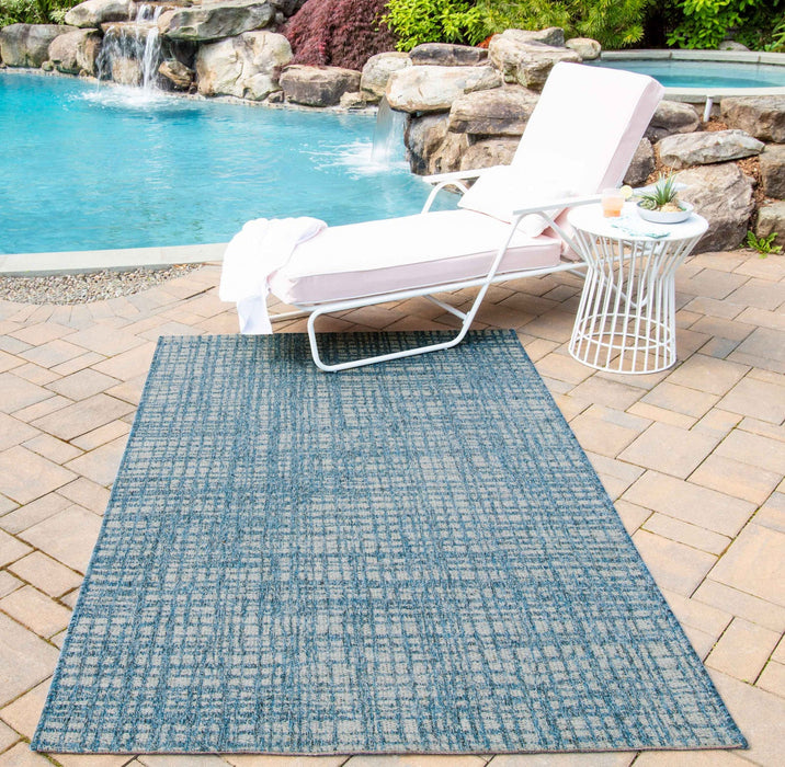 Nayah Contemporary 6'7\" x 9'6\" Area Rug in Blue Indoor Area Rug 