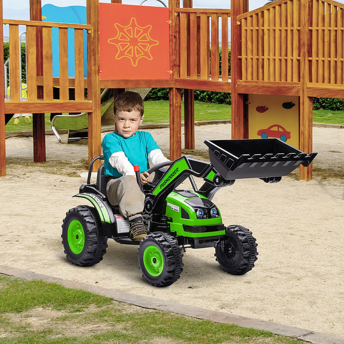 Aosom Kids Digger Powered Ride-On Excavator 6v Battery Powered Construction Tractor Music Headlight 