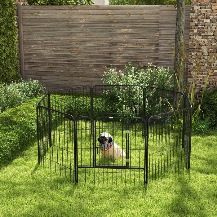 Pawhut 8 Panel Pet Playpen Play Yard Fence Home Diy Heavy-duty Metal Foldable Indoor Outdoor 31\" X 3