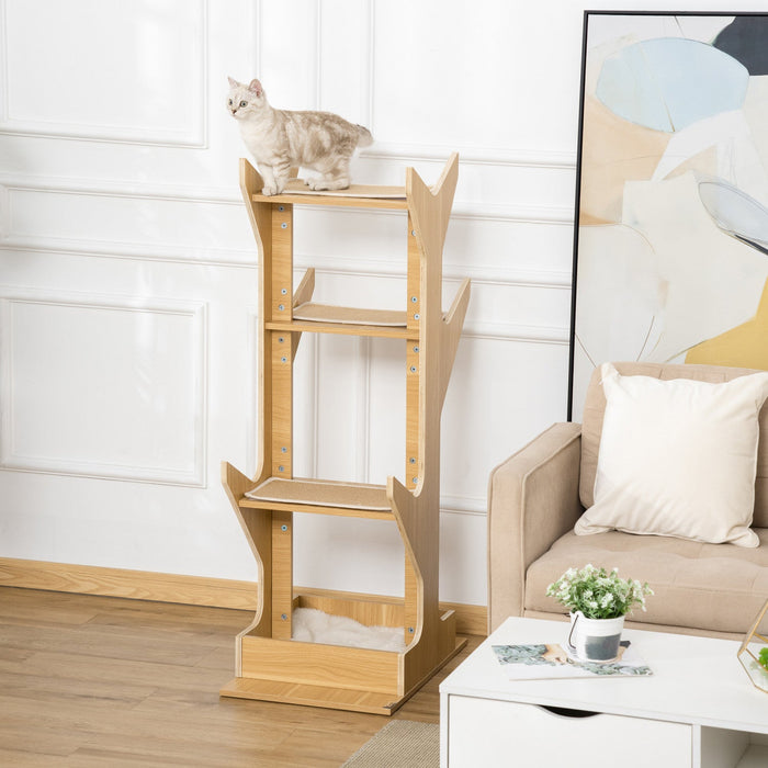 Pawhut 49\" Cat Tree With Resting House, 4-level Cat Tower Furniture With Soft Cushion, Activity Cent