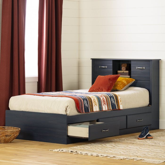 Ulysses Storage Bed And Bookcase Headboard Set Blueberry - South Shore Twin Bed