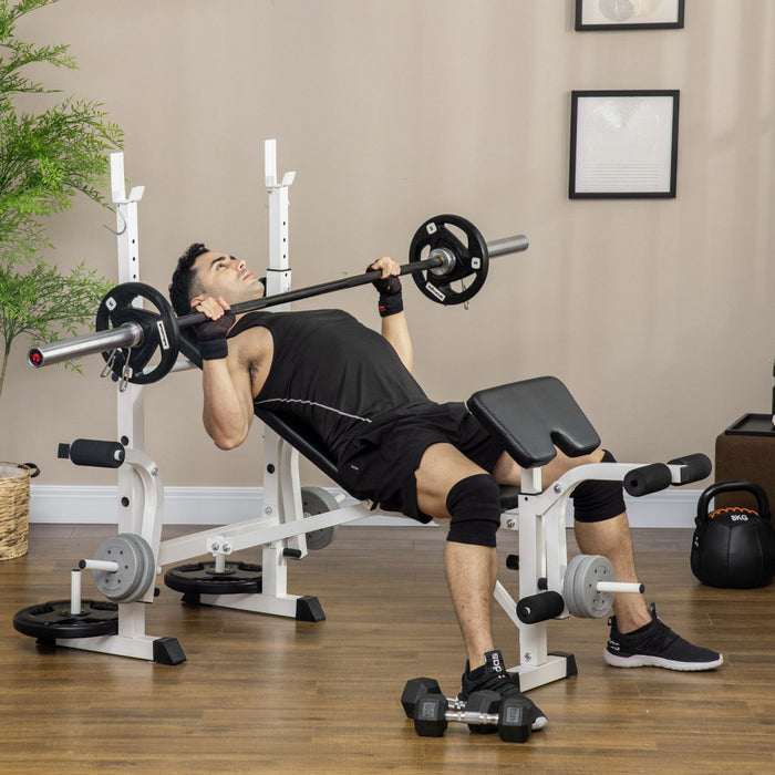 Soozier Adjustable Weight Bench Multi-function Bench Press Set Home Gym