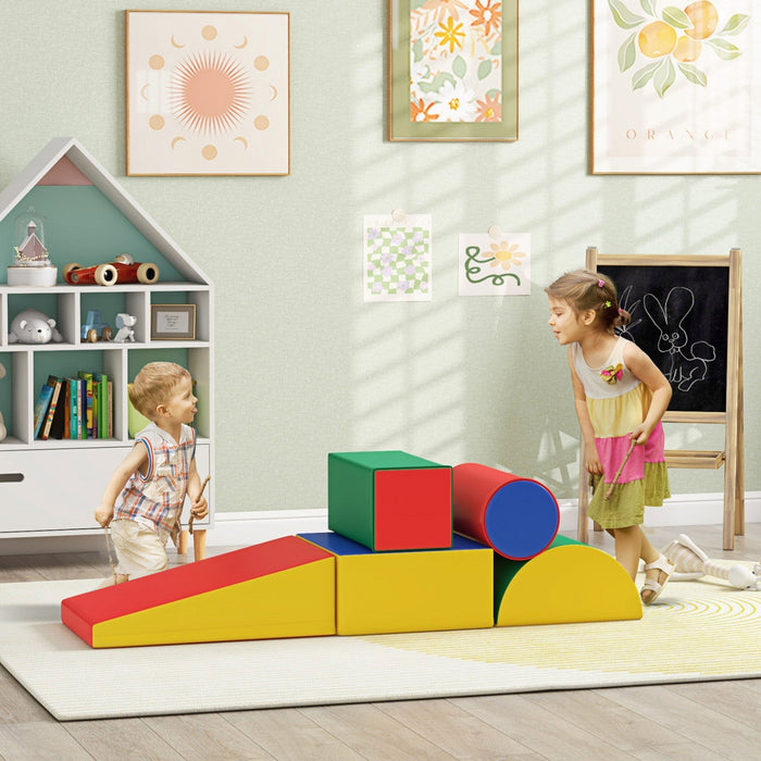 Soozier 5 Pieces Soft Play Climbing Blocks Toys For Toddlers, Climb And Crawl Activity, Modular Kids