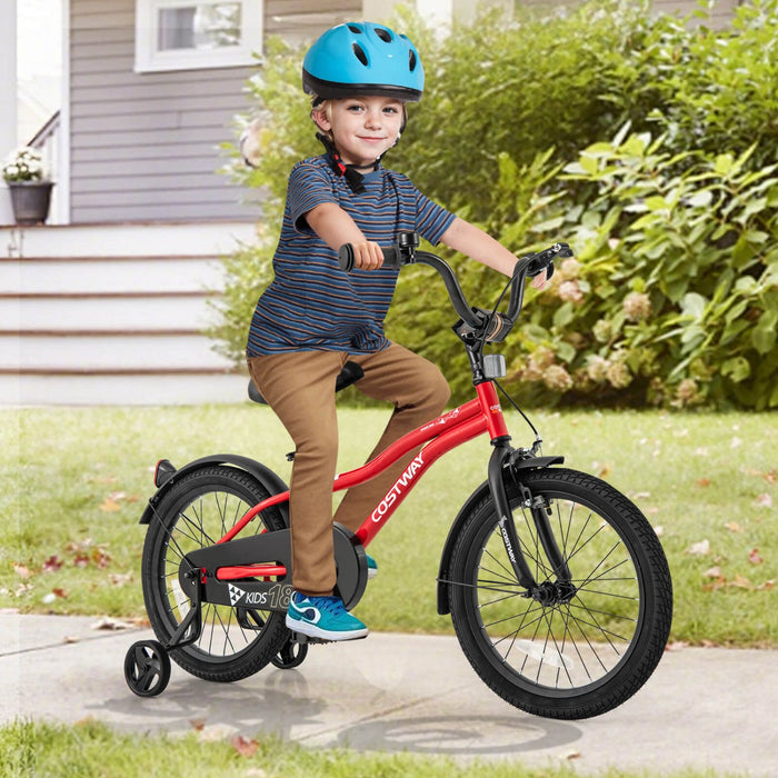 Costway 18" Kids Bike For 4-8 Years Old Boys & Girls With Adjustable Seat Handbrake Reflectors Red