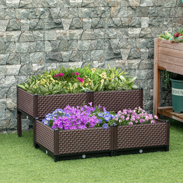 Outsunny Set Of 4 Garden Raised Bed Kit, Diy Elevated Planter Box, Flower Vegetables Planting Contai