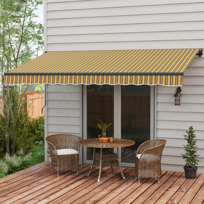 Outsunny 12' X 10' Retractable Awning, Patio Awning Sunshade Shelter With Manual Crank Handle, 280gs