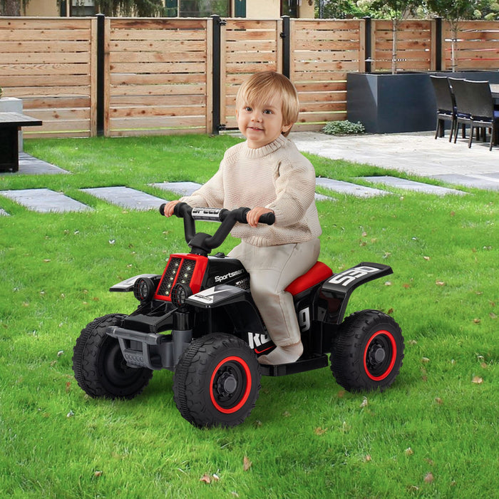 Qaba 6v Kids Atv Quad, 4 Wheeler Battery Powered Ride-On Electric Ride On Car With Led Headlights, F