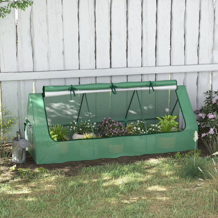 Outsunny Mini Greenhouse, 94.5\" X 35.4\" X 35.4\" House-shaped Portable Tunnel Green House With Mesh W