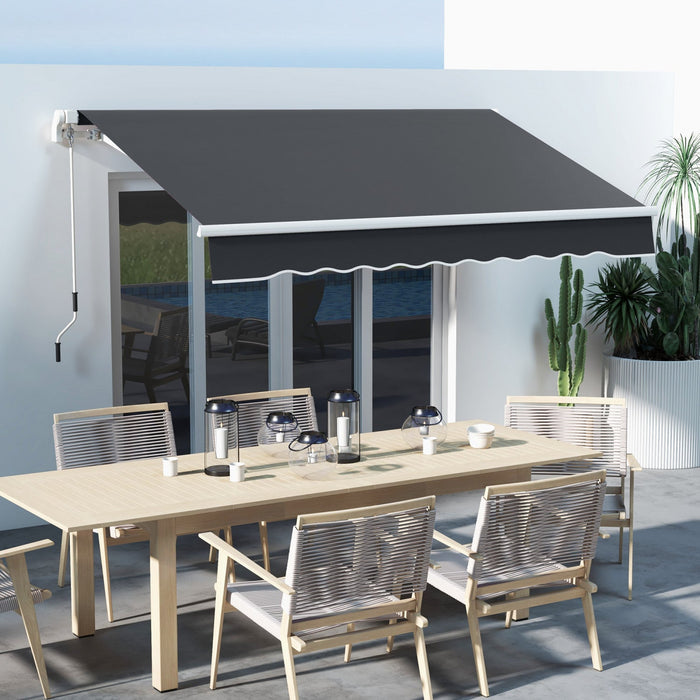 Outsunny 10' X 8' Retractable Awning With LED Lights, Uv40+, Dark Grey