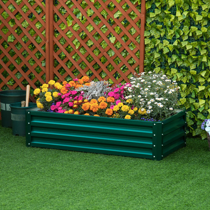 Outsunny 4' X 2' X 1' Raised Garden Bed, Galvanized Steel Planter Box For Vegetables, Flowers, Herbs