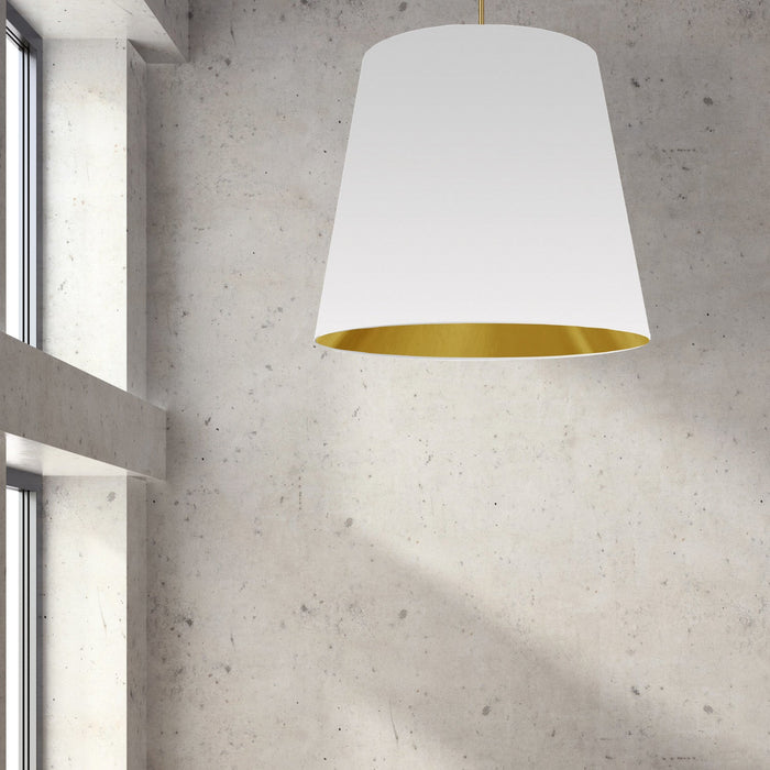 Dainolite Oversized Drum 1 Light Pendant tapered Drum XLarge White/Gold Shade Lamp