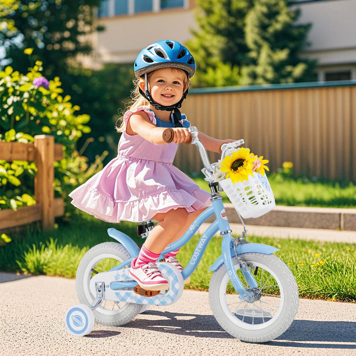 Costway 12" Kid's Bike For 3-4 Years Old Children Bicycle With Front Handbrake Blue