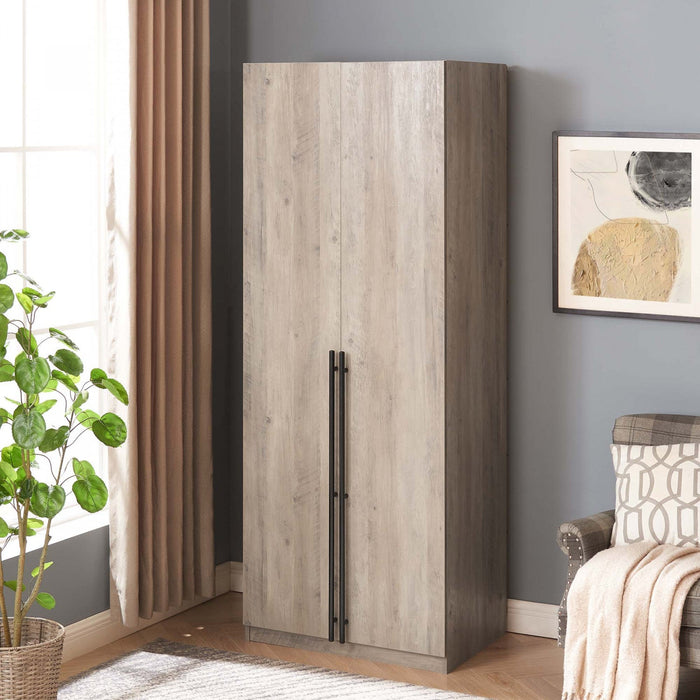 Lee Modern 32\" Wardrobe Closet in Rustic Gray Armoire 