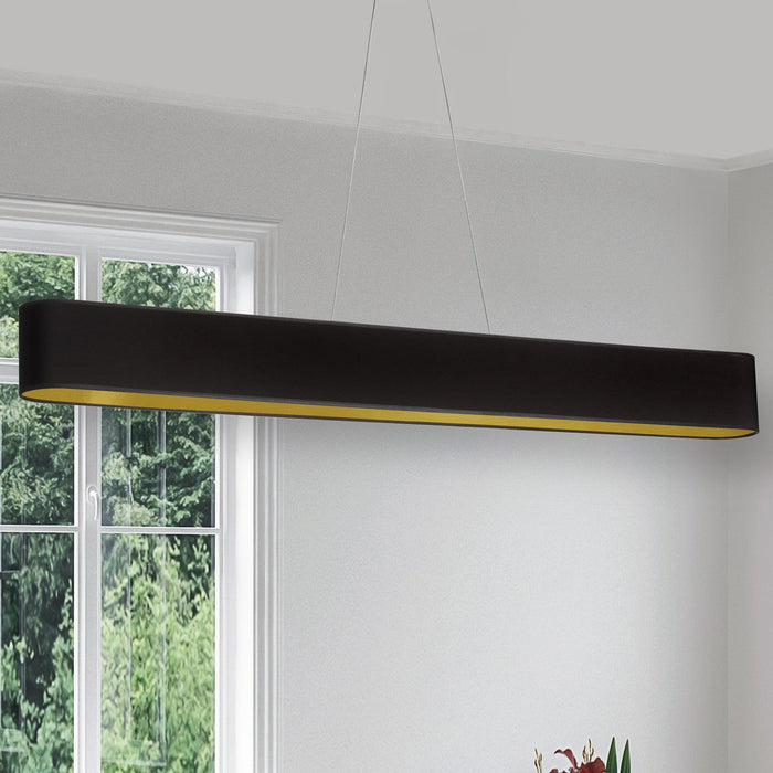 Dainolite Aubrey Horizontal Pendant 30w Oval Matte Black Black/Gold Shade Lamp