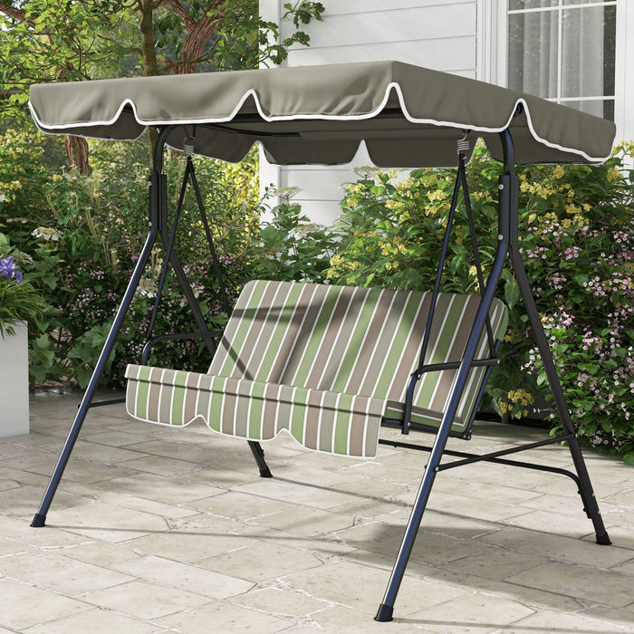 Outsunny 3-seat Patio Swing Chair With Adjustable Canopy Green And Brown