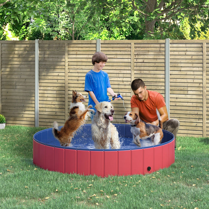 Pawhut Folding Dog Pool Portable Pet Kiddie Swimming Pool, Outdoor/indoor Puppy Bath Tub With Nonsli