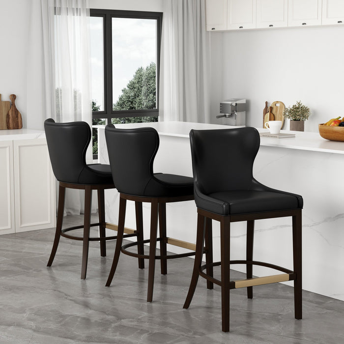 Blair Modern Wood Upholstered Barstool in Black - Set of 3 Bar Stool 