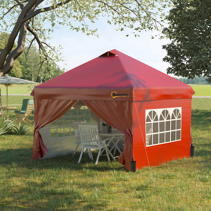 Outsunny 10' X 10' Pop Up Canopy Tent, Instant Sun Shelter, Tents For Parties, With Wheeled Carry Ba
