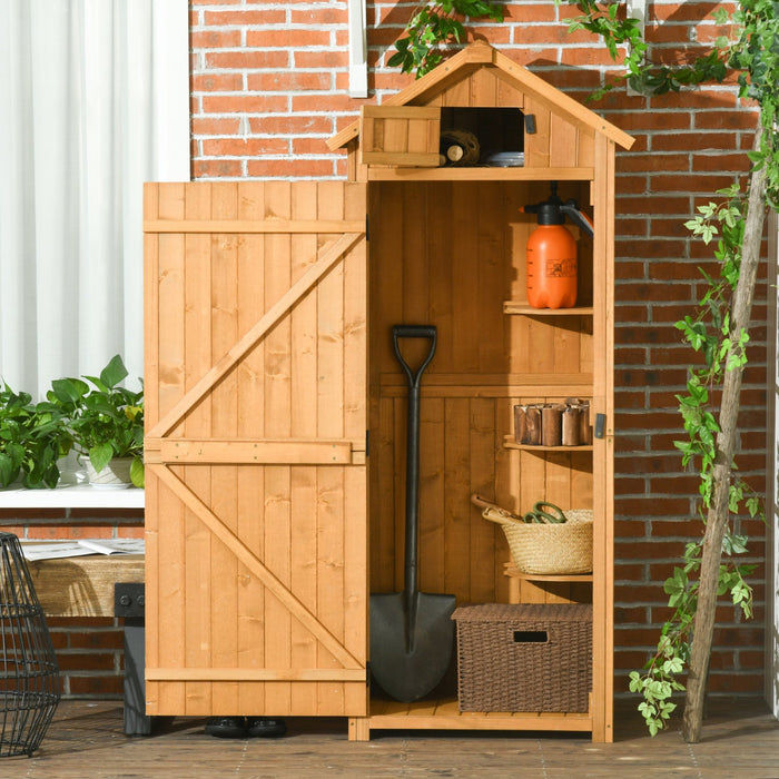 Outsunny 30\" X 21\" X 71\" Garden Storage Shed, Outdoor Storage Shed With 3 Tier Shelves, Workshop Yar