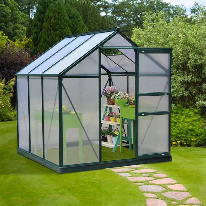 Outsunny 6.2' X 6.3' X 6.6' Clear Polycarbonate Greenhouse Large Walk-in Green House Garden Plants G