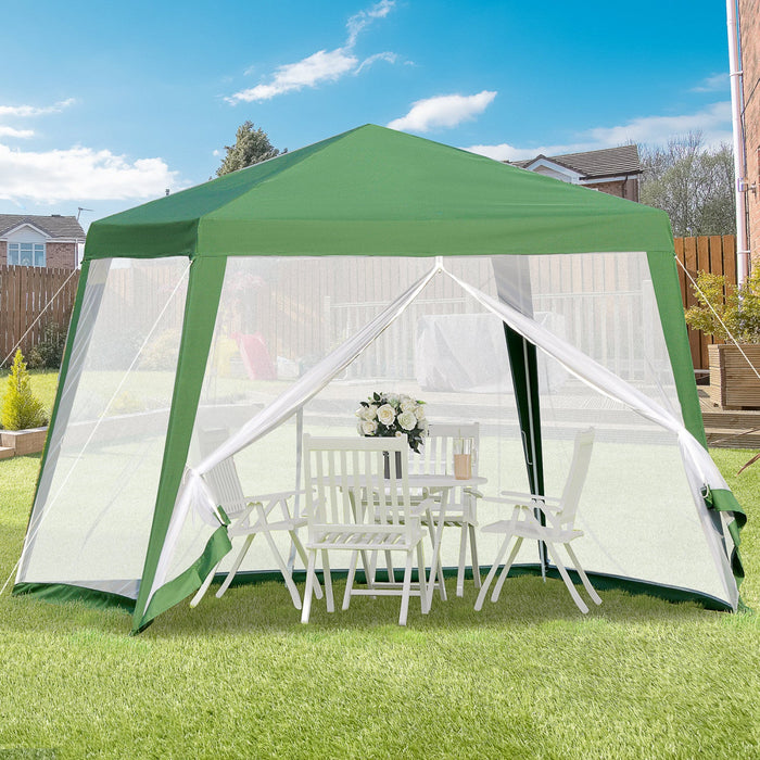 Outsunny 10x10ft Party Tent Canopy With Netting, Patio Screen House Slant Leg Outdoor Gazebo Sun Sha