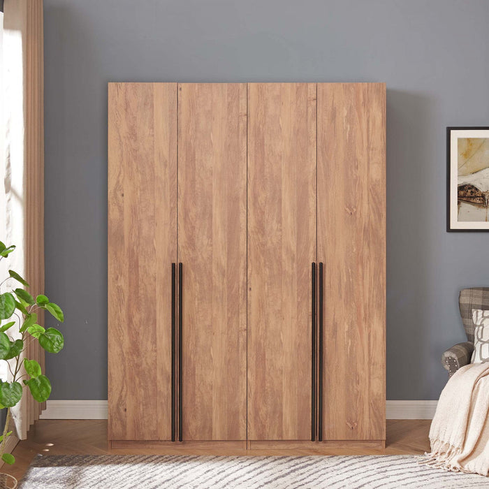 Lee Modern 32\" Wardrobe Closet in Golden Brown - Set of 2 Armoire 