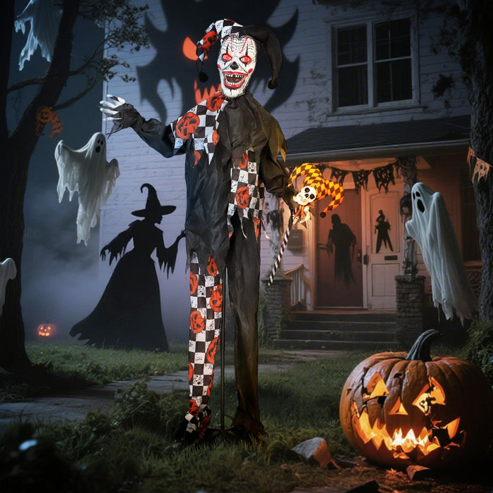 Outsunny Life Size Halloween Animated Clown, Scary Halloween Decorations