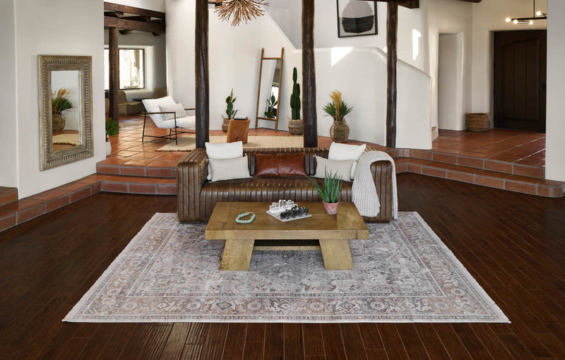 Selena Traditional 8'0\" x 10'0\" Area Rug in Grey Indoor Area Rug 