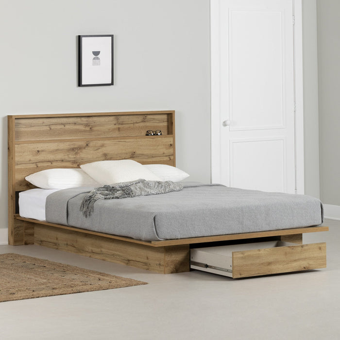 Musano Platform Bed And Headboard Set Nordik Oak - South Shore Queen Bed