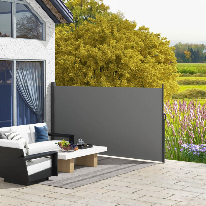 Outsunny 118\" X 63\" Retractable Side Awning Patio Outdoor Folding Privacy Screen With Resistance To 