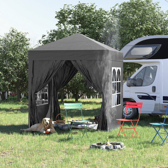 Outsunny 6.6'x6.6' Pop Up Gazebo Canopy Tent With Sidewalls, Instant Sun Shelter, With Carry Bag, Fo