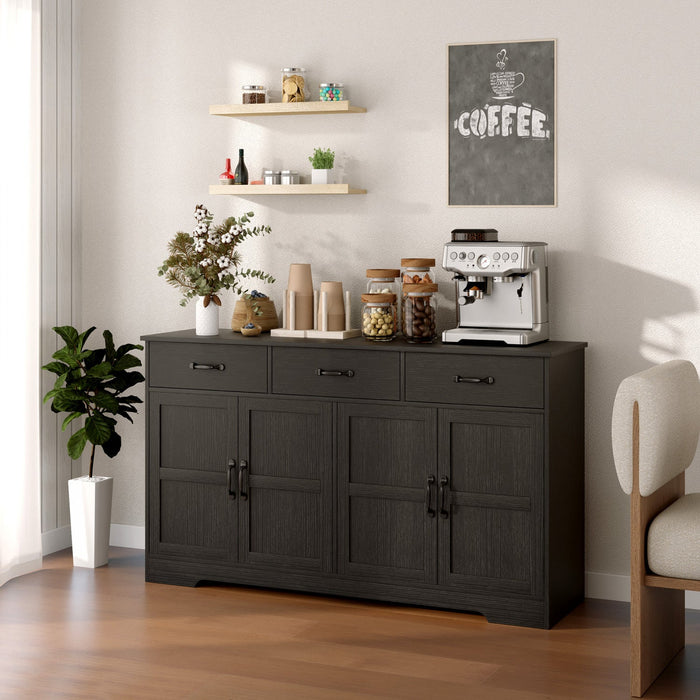 HOMCOM Sideboard Cabinet, Coffee Bar Cabinet with Drawers, Distressed Black
