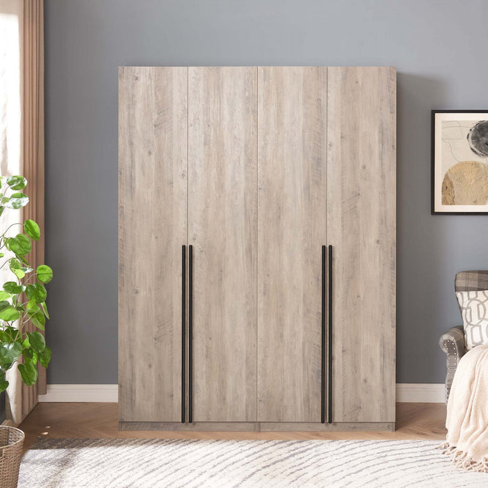 Lee Modern 2-Piece Wardrobe Closet in Rustic Gray Armoire 