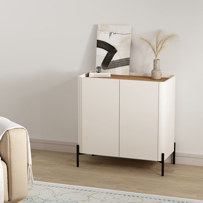Abbey Modern 32\" Accent Cabinet in Maple and Off White 