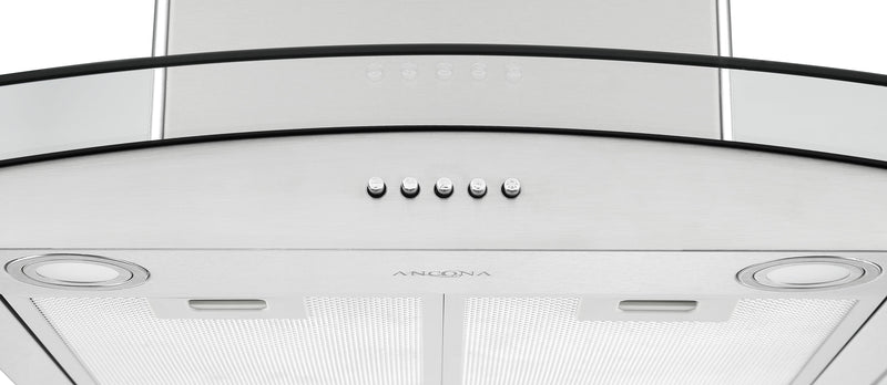 Ancona 30\" Convertible Wall-Mounted Glass Canopy Range Hood - AN-11001SS 