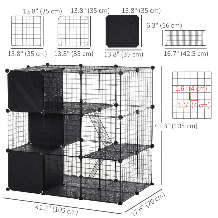 Pawhut Small Animal Cage Rabbit Cage With Door, Guinea Pig Playpen, Small Animal Fence For Bunny, Ch