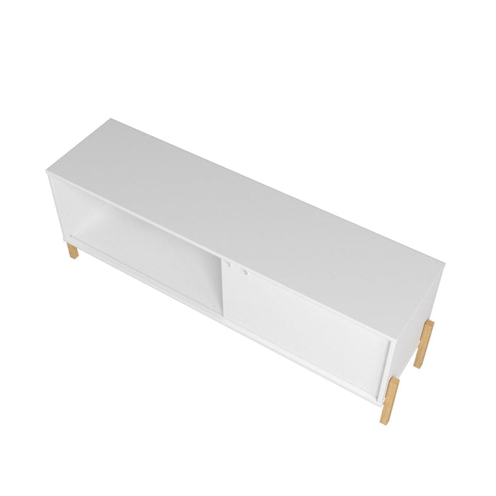 Manhattan Comfort Bowery 55.12\" TV Stand with 2 Shelves - White & Oak