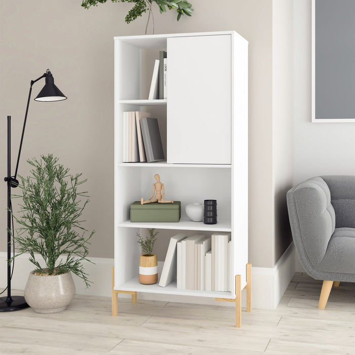 Manhattan Comfort Bowery Bookcase with 5 Shelves - White & Oak